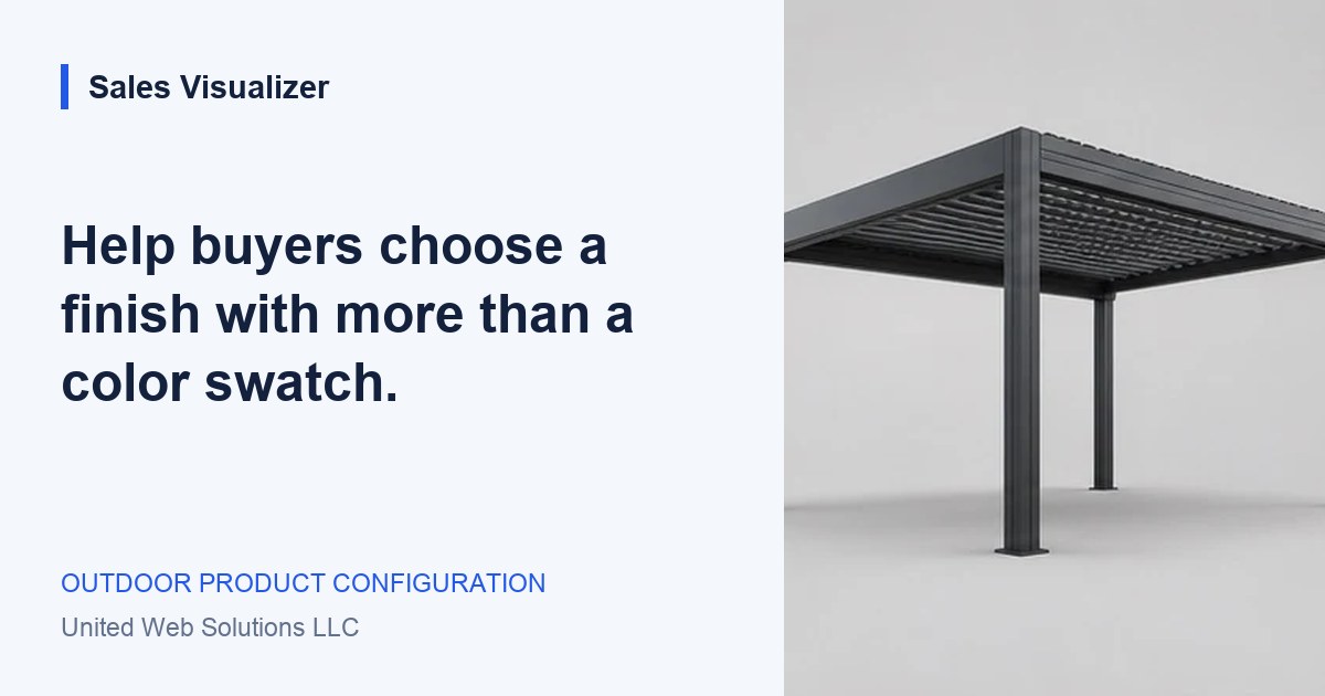 Sales Visualizer guide: Help buyers choose a finish with more than a color swatch.